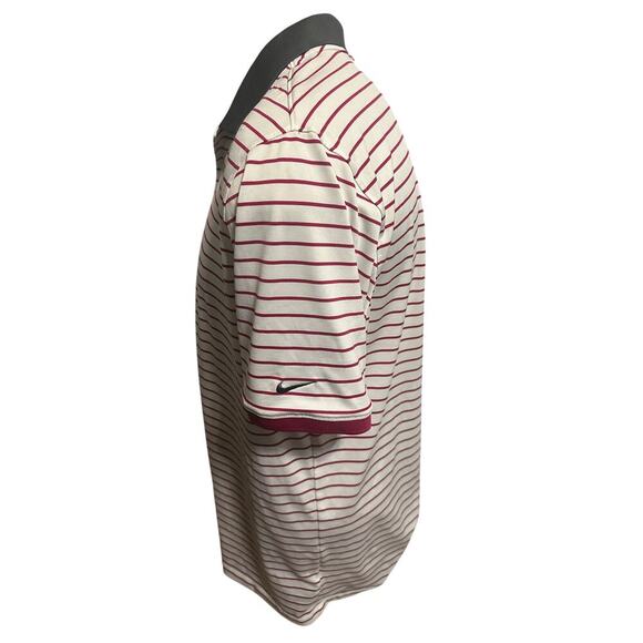 Nike DriFit Mens Large White/Red Striped Short Sleeve Polo - Picture 2 of 5